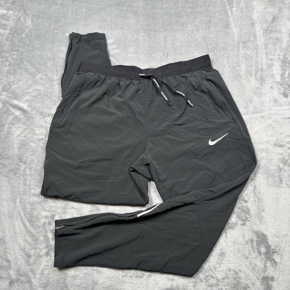 Nike Phenom Elite Dri-FIT Running Pants Mens L Black Zip Reflective CV7439-010